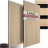 TecTake Akustikpaneele Sonic Wall Holzoptik In Eiche Hell Schallabsorbierender Filz 2Er Set 120 x 60 x 120 cm Eiche Hell
