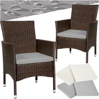TecTake 2er Set Rattanstuhl Nantes widerstandsfähig 59 x 57 x 85 cm