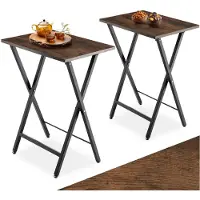 TecTake 2er Set Beistelltische Phoenix klappbar Industrial Holz Dunkel, Rustikal