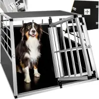 TecTake Hundetransportbox doppel mit gerader Rückwand mit schützenden Kunststoffecken