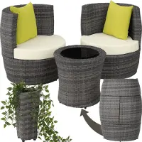 TecTake Aluminium Rattan Sitzgruppe Nizza wetterfest und UV-beständig