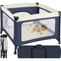 TecTake Baby Laufstall, stabil und kompakt faltbar, mit atmungsaktivem Mesh-Gewebe, 105 x 105 x 78 cm