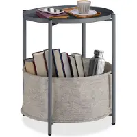 TecTake Beistelltisch Canterbury Stahl und Polyester Rund Mit Abnehmbarer Ablage 45 50 x 45 50 x 53 cm Dunkelgrau