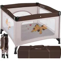 TecTake - Babybox Tommy Junior Reisebett - 105x105x78cm - braun - 402207