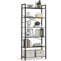 Vasagle Bücherregal mit 6 Ebenen in Industrie-Design ebenholzschwarz-tintenschwarz LLS082B56