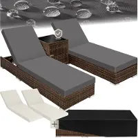 TecTake 2er Set Aluminium Rattan Sonnenliegen inklusive 2 Bezugssets und Schutzhülle
