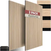 TecTake GmbH Akustikpaneele Sonic Wall II Holz Schalldämpfer Schallschutz Wandpaneele Eiche hell 110x50cm 2er Set MDF Echtholzfurnier