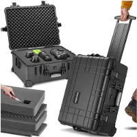TecTake - Transportkoffer auf Rädern mit Teleskopgriff - Fotokoffer - Kamerakoffer 45 x 26 x 58 cm - 2 Druckknöpfe - Abschließbar mit Vorhängeschloss
