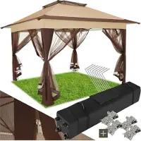 TecTake Faltbarer Pavillon Carabobo - 364 x 364 x 294cm - Braun