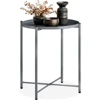 TecTake Beistelltisch Chester Stahl Rund Mit Abnehmbarer Ablage 45 50 x 45 50 x 53 cm Dunkelgrau