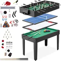 TecTake Multifunktionaler Spieltisch, 15in1, strapazierfähiges MDF, 125 x 123 x 83 cm