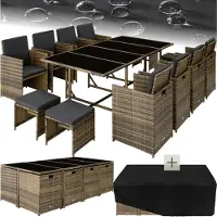 TecTake Rattan Sitzgruppe Palma für 8 bis 12 Personen