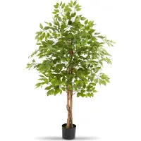 TecTake - Künstlicher Ficus Baum - Naturgetreue Kunstpflanze mit realistischen Blättern und stabilem Blumentopf - Pflegeleicht und vielseitig einsetzbar - Höhe: 160cm