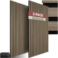 TecTake Akustikpaneele, Holzoptik in Eiche dunkel, MDF und Echtholzfurnier, Größe flexibel anpassbar