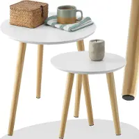 TecTake 2er Set Beistelltische mit Holzbeinen - Couchtisch im skandinavischen Stil - Tisch für Wohnzimmer, Jugendzimmer oder Schlafzimmer - Blumenhocker - 50,5cm und 35,5cm hoch