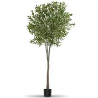 TecTake Künstlicher Olivenbaum, verschiedene Größen, mit viel Volumen, stabiler Kunststoff-Blumentopf