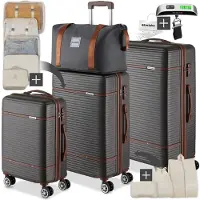 TecTake Reisekofferset Madison 13-teilig, Hartschalen aus robustem ABS-Kunststoff