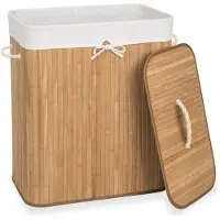 TecTake - Wäschekorb aus Bambus inkl. Wäschesack 100L natur 401834