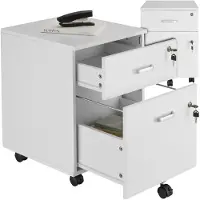 TecTake Schubladenschrank - Mit 2 abschließbaren Schubladen, feststellbare Rollen - Rollcontainer - Organizer - Ideal für einen organisierten Arbeitsplatz - Büro, Arbeitszimmer, Home Office - Weiß