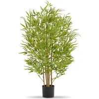 TecTake Künstlicher Bambusbaum - Naturgetreue Kunstpflanze mit realistischen Blättern und stabilem Blumentopf - Pflegeleicht und vielseitig einsetzbar - Höhe: 120 cm
