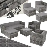 TecTake Rattan Lounge Lignano für 5 bis 6 Personen widerstandsfähig
