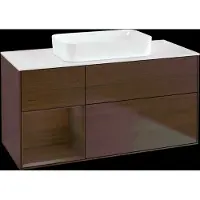 Villeroy & Boch Villeroy und Boch Finion Waschtischunterschrank G701GNGN 120x60,3x50,1cm, Regal rechts Walnut veneer, Walnut veneer