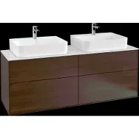 Villeroy & Boch V&B Waschtischunterschrank Wandbeleuchtung Finion 160x60,3cm, Abd.-Pl. wh. m, wal veneer