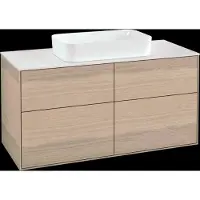Villeroy & Boch V&B Waschtischunterschrank Wandbeleuchtung Finion 120x60,3x50,1cm, Gl. wh. m, Oak Veneer