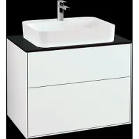 Villeroy & Boch V&B Waschtischunterschrank Wandbeleuchtung Finion 80x60,3cm, Abd.-Pl. bla m, glo wh. Lac
