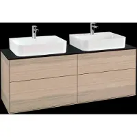 Villeroy & Boch V&B Waschtischunterschrank Wandbeleuchtung Finion 160x60,3cm, Abd.-Pl. bla m, Oak Veneer