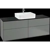Villeroy & Boch Finion Waschtischunterschrank, mit integrierter Beleuchtung, Waschbecken mittig, 1600x603x501mm, Glass Black Matt, G19200GM