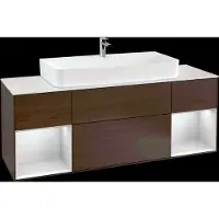 Villeroy & Boch V&B Waschtischunterschrank Wandbeleuchtung Finion 160cm, Reg wh. m lacquer, Walnut veneer