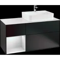 Villeroy & Boch V&B Waschtischunterschrank Wandbeleuchtung Finion 120cm, Pl w m, Rg l wh. m Lac, bla m Lac