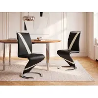 Vente-unique Stuhl Freischwinger 4er-Set - Kunstleder - Schwarz & Weiß - TWIZY