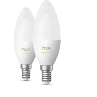 Philips Hue White Ambiance E14 Kerzenlampe – Smarte LED 500lm 1800–20000K Dimmbar bis 0,2% Zigbee & Matter – 2er-Pack