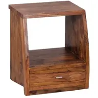 KADIMA DESIGN Sheesham Nachtkonsole, Landhausstil, Schublade & Ablage - Robust & Stilvoll. 45x40x53 cm |