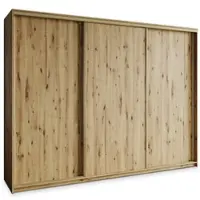 Masseno Schiebetürenschrank NISSE 250/205/60 cm Kleiderschrank mit 4 Schubladen Schlafzimmer Schrank 3-türig Eiche Artisan