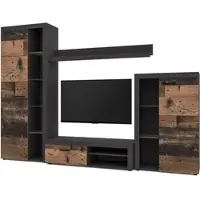 AX Living Spacoro Wohnwand grau modern Matera Oldwood 270 cm ohne LED