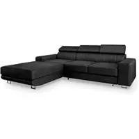 Masseno Ecksofa NOTO L-S mit Schlaffunktion L-Form, Sofa mit Bettkasten, Wohnzimmersofa, Couch, Soffa, Bettsofa, Couchgarnitur- Schwarz, MONOLITH 95