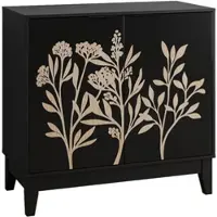 STILVORA Sideboard aus MDF in Schwarz, 80 cm, mit Doppeltür und Schnitzerei