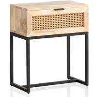 KADIMA DESIGN Nachtkonsole Massivholz / Rattan 50x60x30 cm Nachttisch Braun | Gr.: onesize