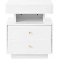 STILVORA Nachttisch Spanplatte Weiß 100x40x60 cm mit LED, Schublade, Kippsicherung