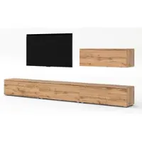 AX Living Anbauwand Loriano IV Wohnwand braun Eiche Wotan 300 cm breit