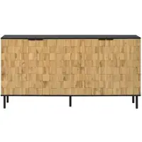 OKWISH Schuhschrank Eingangsschrank mit Metallfüße Holzoptik Flurschrank mit verstellbaren Einlegeböden und Stauraum Aufbewahrungsschrank mit vierflügelige Tür Natur