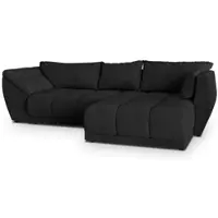 Masseno Ecksofa ORENTI R-S mit Schlaffunktion L-Form, Sofa mit Bettkasten, Wohnzimmersofa, Couch, Soffa, Bettsofa, Couchgarnitur- Schwarz, MATT VELVET 99