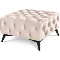 S-Style Möbel HOCKER Chesterfield Whitby Beige Samt mit schwarzen Füßen