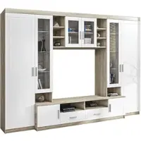 AX Living Parisca Wohnwand mit viel Stauraum 340cm, sonoma eiche/weiß
