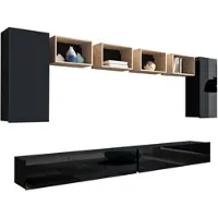 AX Living Möbel für Wohnzimmer Kossana 35 Design Goldene Eiche/Schwarz