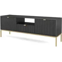 Masseno TV-Schrank STELLARE 154 cm Fernsehschrank mit 1 Schubladen und 2 Türen TV-Lowboard für Wohnzimmer Modern 154x39x56 cm Schwarz / Schwarz