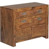 KADIMA DESIGN Massivholz Sideboard aus Sheesham, mit 2 Türen und Schubladen, viel Stauraum, ideal für Flur oder Wohnzimmer, handgefertigt |